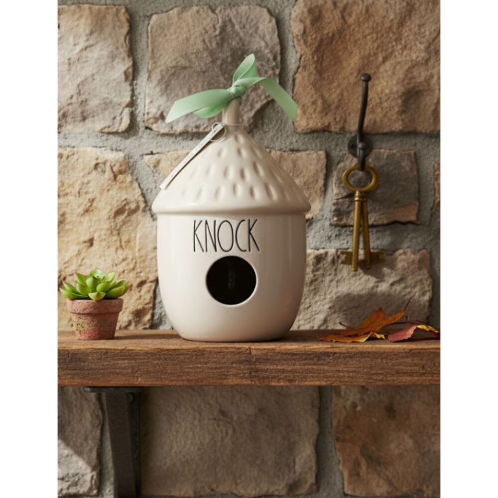 Rae Dunn Round Knock Birdhouse Ceramic Farmhouse Rustic Collectible Decor